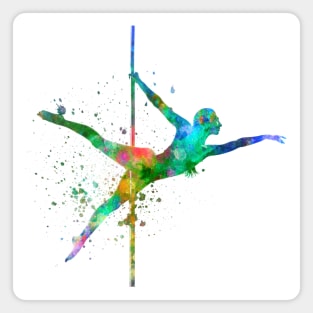 woman pole dancer silhouette in watercolor Magnet